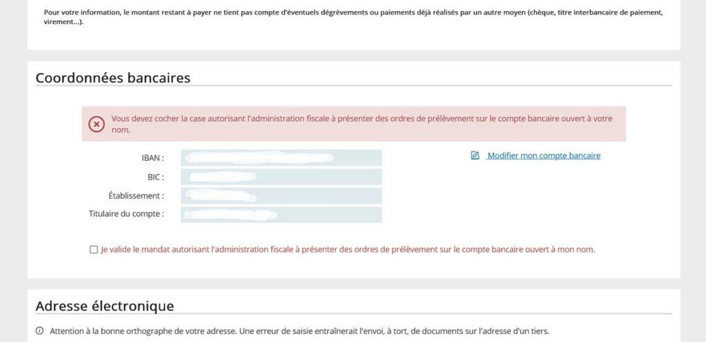 paiement validation mandat