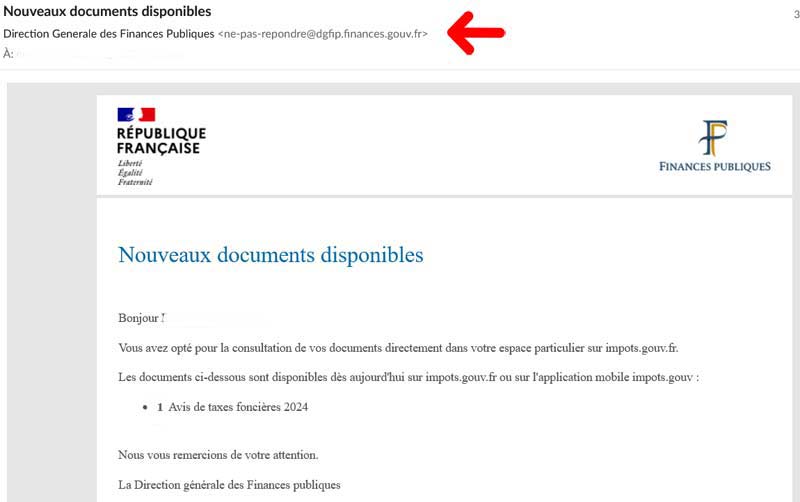 courrier avis taxe foncière